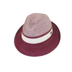 Men's Bently Semi Crushable Fedora Briad Straw Hat Dante DA226 Burgundy White