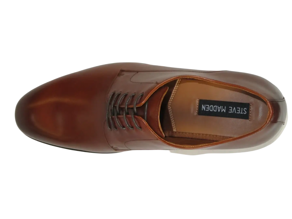 Men's Shoes STEVE MADDEN Leather upper Lace Up Plain Toe Daedric Tan