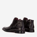 Vinci The Dallas Black Leather Bit Ankle Zip-Up Dress Men Boot