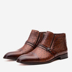 Vinci The Dallas Tan Leather Bit Ankle Zip-Up Dress Men Boot