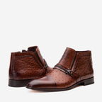 Vinci The Dallas Tan Leather Bit Ankle Zip-Up Dress Men Boot