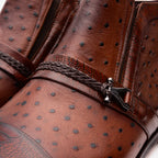 Vinci The Dallas Tan Leather Bit Ankle Zip-Up Dress Men Boot