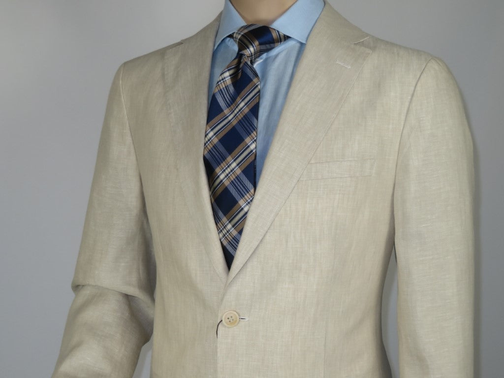 Men's ENZO Linen Spring Summer Suit Light Weight Breathable E58302-7 Natural