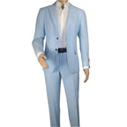 Men's ENZO Linen Spring Summer Suit Light Weight Breathable E58302-9 Light Blue