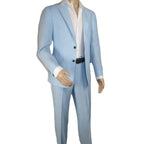 Men's ENZO Linen Spring Summer Suit Light Weight Breathable E58302-9 Light Blue