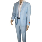 Men's ENZO Linen Spring Summer Suit Light Weight Breathable E58302-9 Light Blue