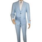 Men's ENZO Linen Spring Summer Suit Light Weight Breathable E58302-9 Light Blue