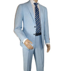 Men's ENZO Linen Spring Summer Suit Light Weight Breathable E58302-9 Light Blue