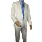Men's ENZO Linen Spring Summer Suit Light Weight Breathable E58302-1 White