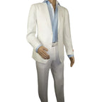 Men's ENZO Linen Spring Summer Suit Light Weight Breathable E58302-1 White