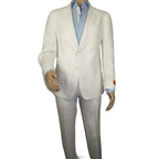 Men's ENZO Linen Spring Summer Suit Light Weight Breathable E58302-1 White