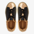 The Venezia Gold & Black Leather Women Sneaker