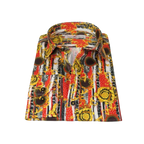 Men's EMILIO CERUTTI Sport Shirt 100% Cotton Long Sleeves #EMC10 Black Red