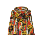 Men's EMILIO CERUTTI Sport Shirt 100% Cotton Long Sleeves #EMC10 Black Red