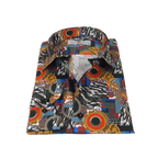 Men's EMILIO CERUTTI Sport Shirt 100% Cotton Long Sleeves #EMC13 Black Red
