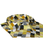 Men's EMILIO CERUTTI Sport Shirt 100% Cotton Long Sleeves #EMC2 Gold Geometric