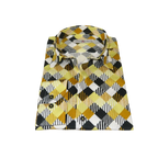 Men's EMILIO CERUTTI Sport Shirt 100% Cotton Long Sleeves #EMC2 Gold Geometric