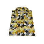 Men's EMILIO CERUTTI Sport Shirt 100% Cotton Long Sleeves #EMC2 Gold Geometric