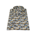 Men's EMILIO CERUTTI Sport Shirt 100% Cotton Long Sleeves #EMC4 Multi Blue