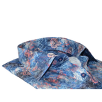 Men's EMILIO CERUTTI Sport Shirt 100% Cotton Long Sleeves #EMC8 Multi Blue