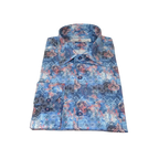 Men's EMILIO CERUTTI Sport Shirt 100% Cotton Long Sleeves #EMC8 Multi Blue