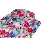Men's EMILIO CERUTTI Sport Shirt 100% Cotton Long Sleeves #EMC9 Multi Red Floral