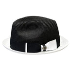 Men's Bently Semi Crushable Fedora Briad Straw Hat Enzo EN200 Black/White
