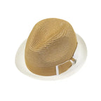 Men's Bently Semi Crushable Fedora Briad Straw Hat Enzo EN204 Cognac White