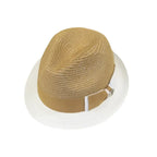 Men's Bently Semi Crushable Fedora Briad Straw Hat Enzo EN204 Cognac White