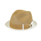 Men's Bently Semi Crushable Fedora Briad Straw Hat Enzo EN204 Cognac White
