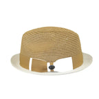 Men's Bently Semi Crushable Fedora Briad Straw Hat Enzo EN204 Cognac White