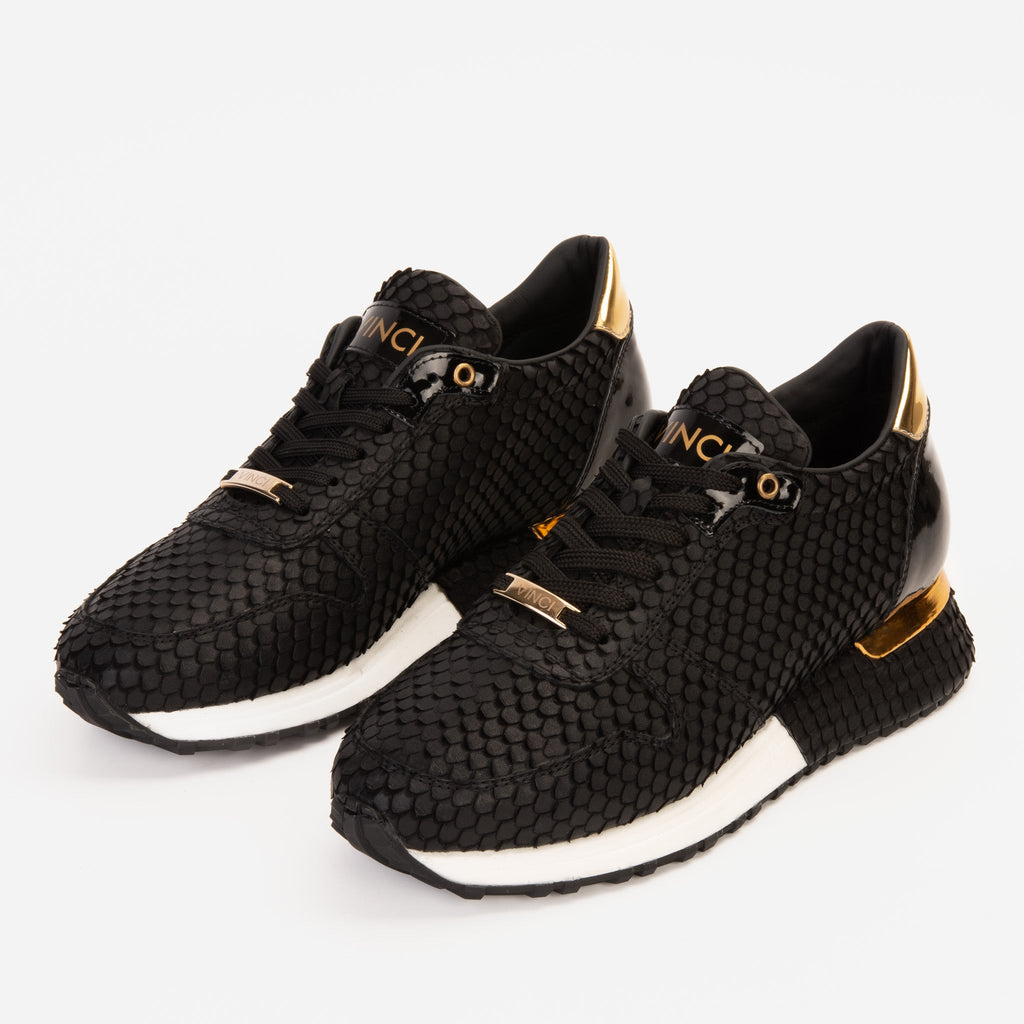 Vinci The Majesty Black & Gold Leather Men Sneaker