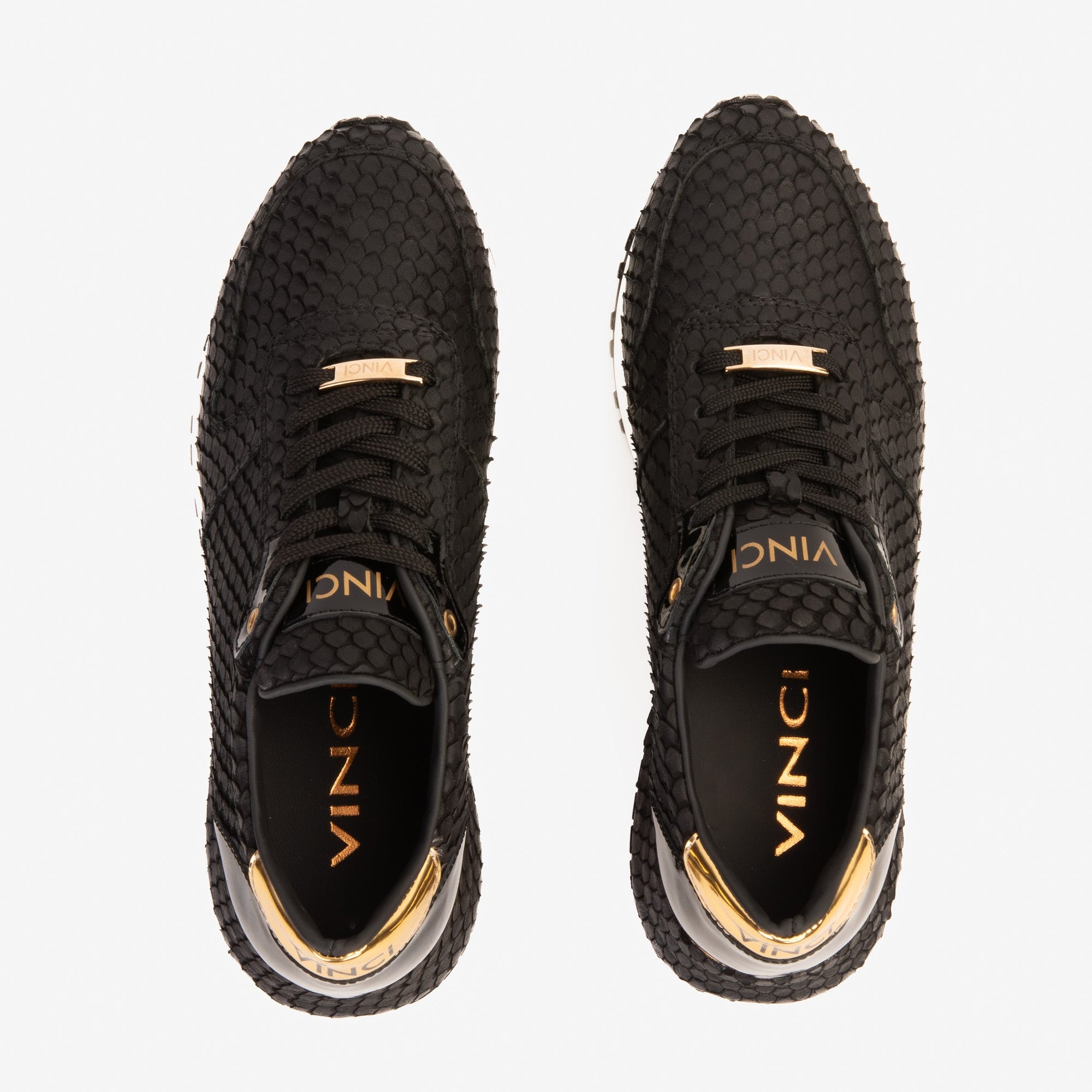 Vinci The Majesty Black & Gold Leather Men Sneaker