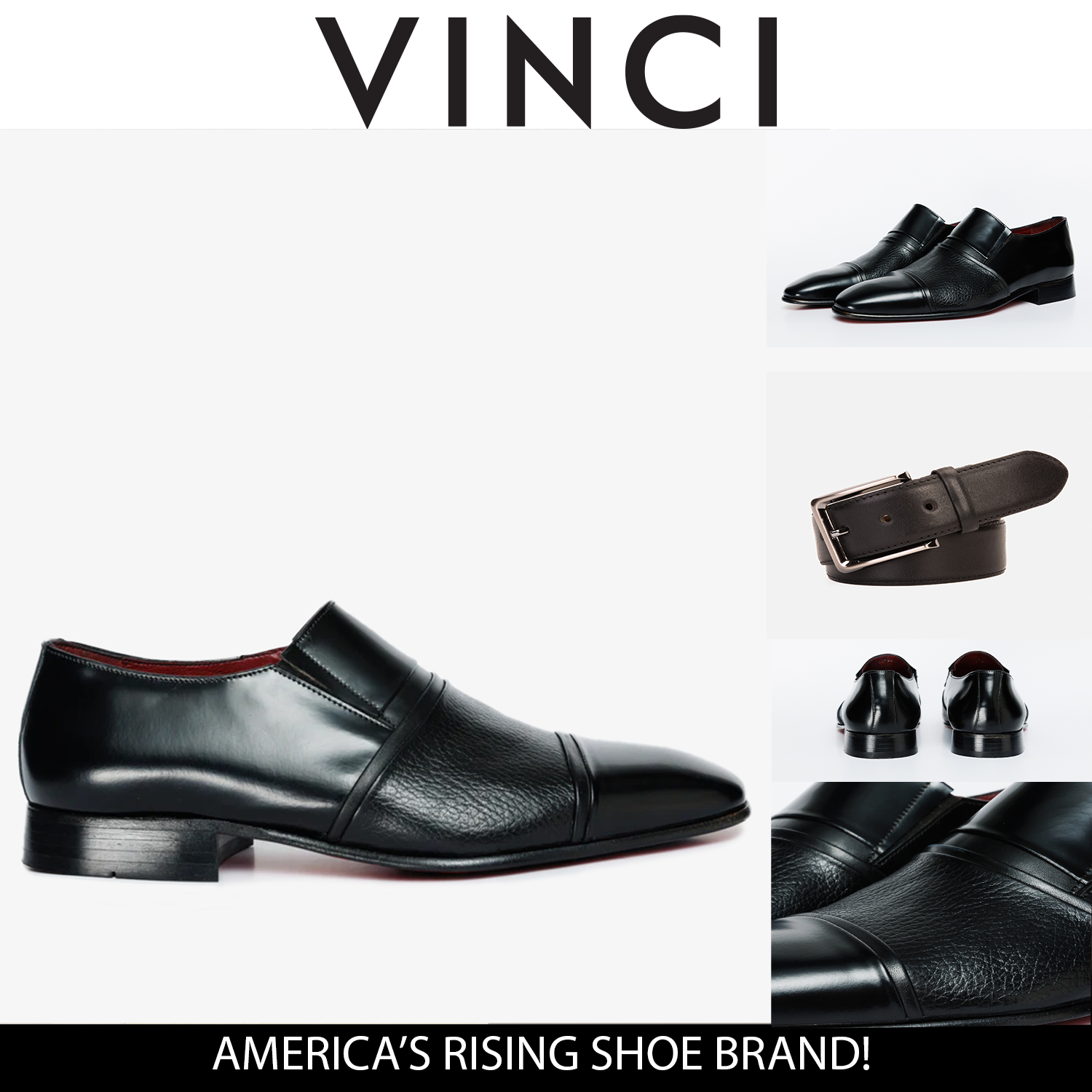 The Everest Black Leather Cap Toe Dress Loafer Men Shoe