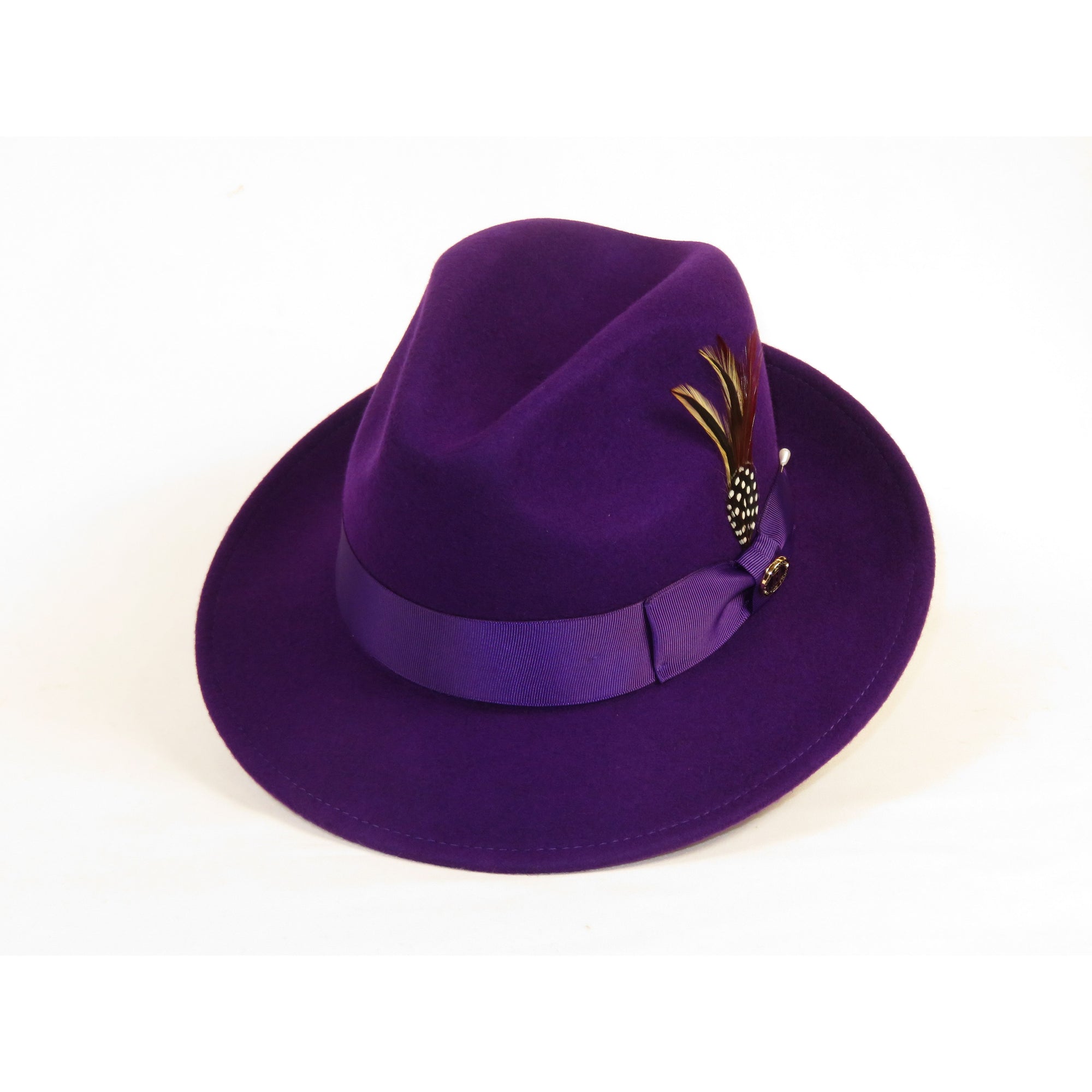 Men Bruno Capelo Hat Australian Wool Fedora EXECUTIVE EX328 Purple