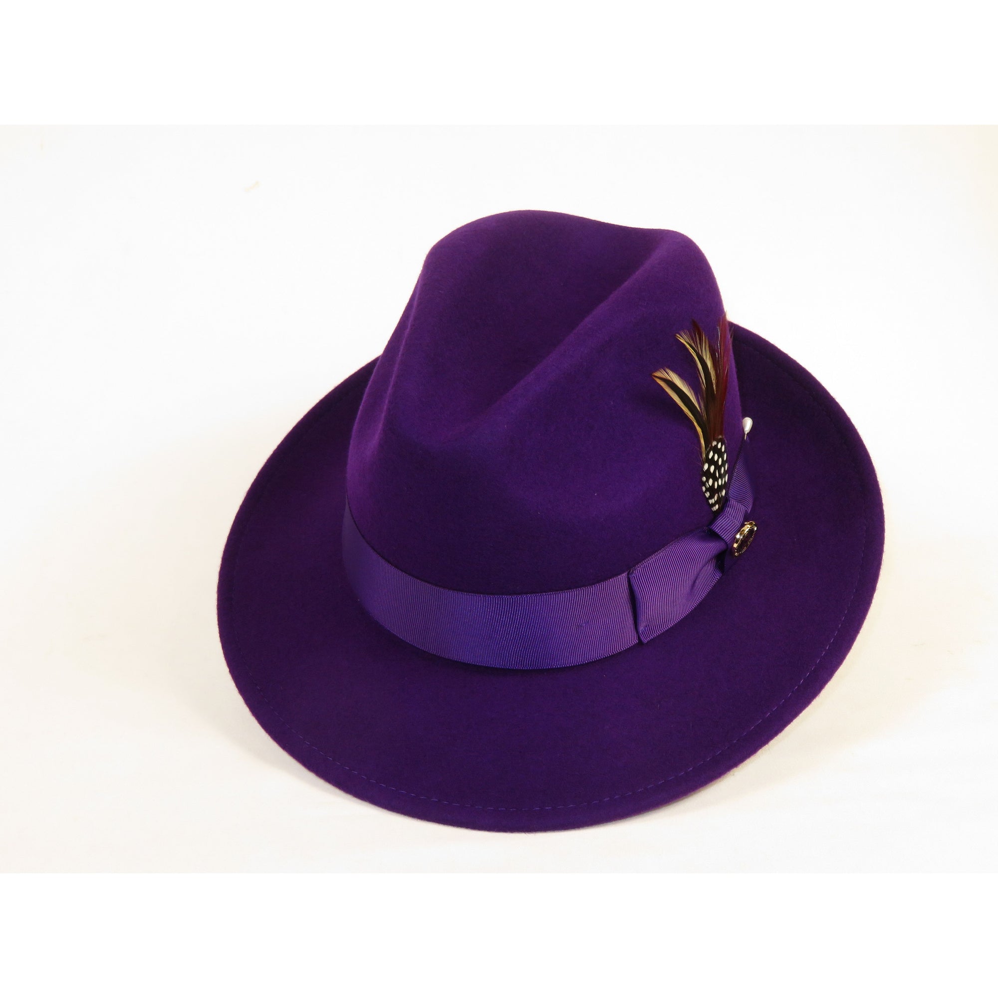 Men Bruno Capelo Hat Australian Wool Fedora EXECUTIVE EX328 Purple