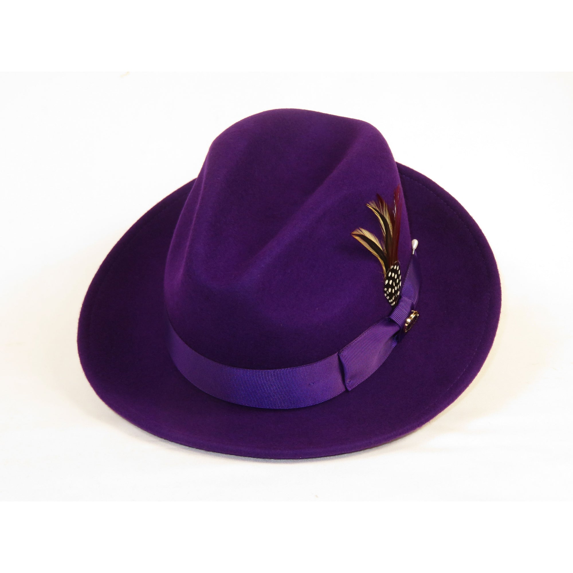 Men Bruno Capelo Hat Australian Wool Fedora EXECUTIVE EX328 Purple
