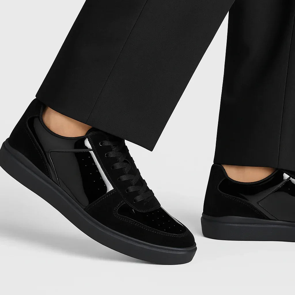 Belvedere Men's Formal Sneaker Edmound Black Velvet Patent Leather