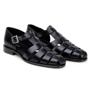 Belvedere Men's Elio sandal Italian Deerskin Leather Black