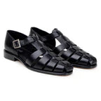 Belvedere Men's Elio sandal Italian Deerskin Leather Black