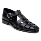 Belvedere Men's Elio sandal Italian Deerskin Leather Black