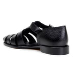 Belvedere Men's Elio sandal Italian Deerskin Leather Black