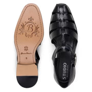 Belvedere Men's Elio sandal Italian Deerskin Leather Black