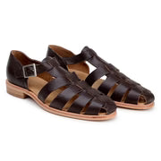 Belvedere Men's Elio sandal Italian Deerskin Leather Brown