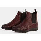 The Luxpre Burgundy Leather Handwoven Casual Chelsea Men Boot Final Sale!