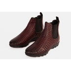 The Luxpre Burgundy Leather Handwoven Casual Chelsea Men Boot Final Sale!