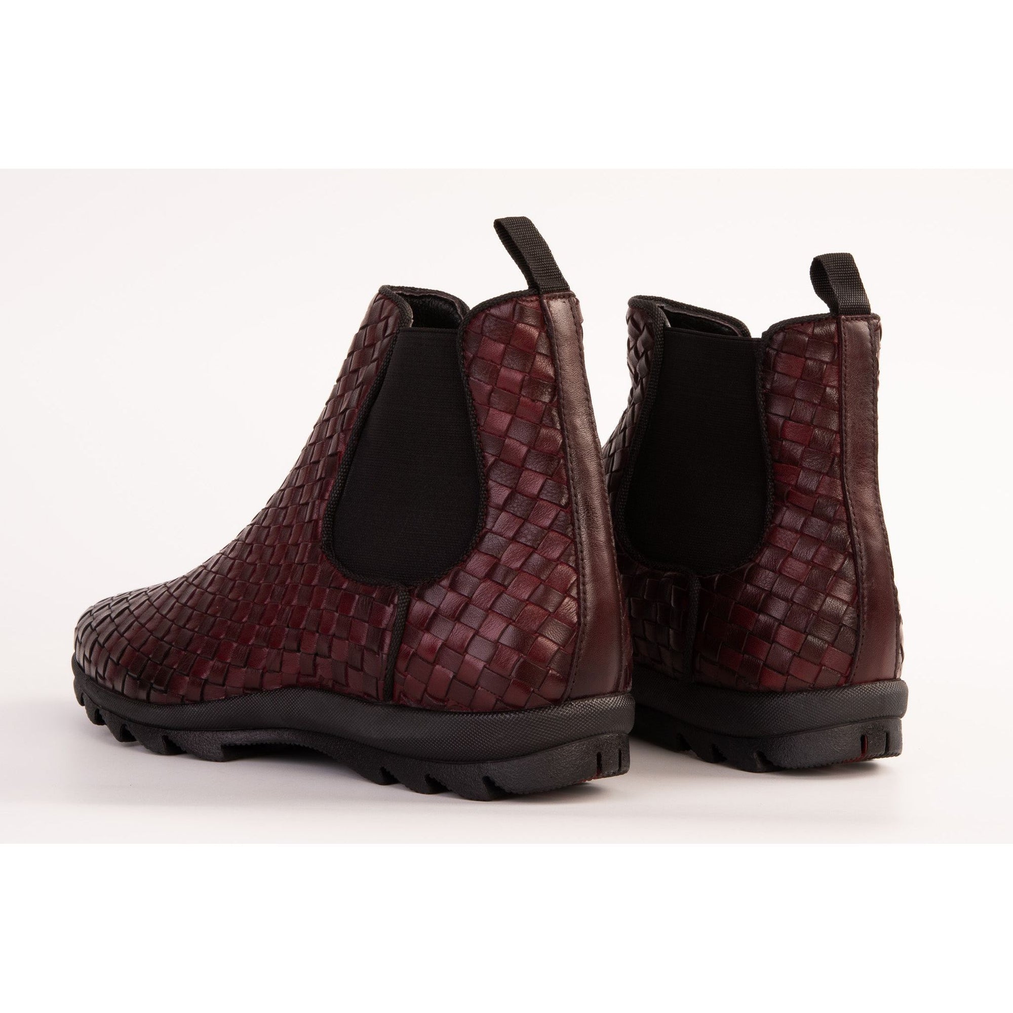 The Luxpre Burgundy Leather Handwoven Casual Chelsea Men Boot Final Sale!