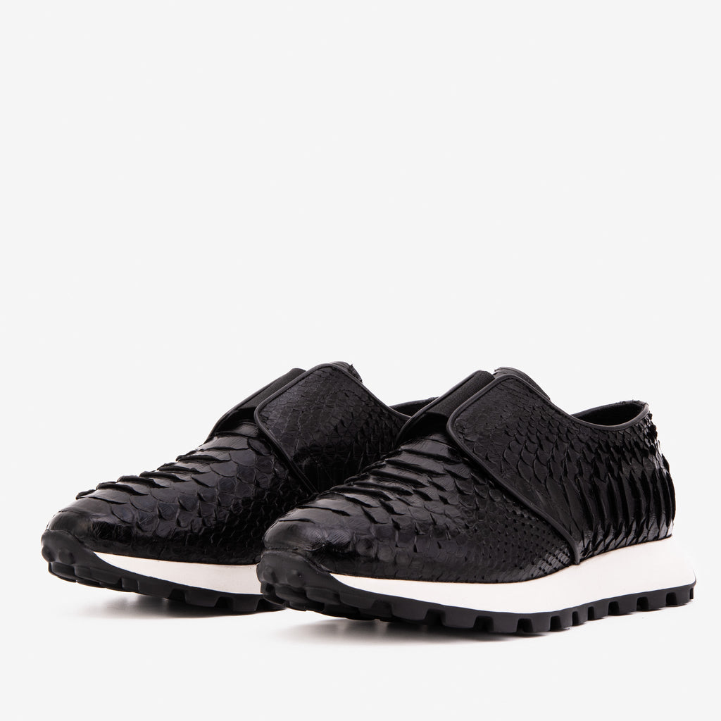 The Obsidian Black Snake Leather Men Sneaker