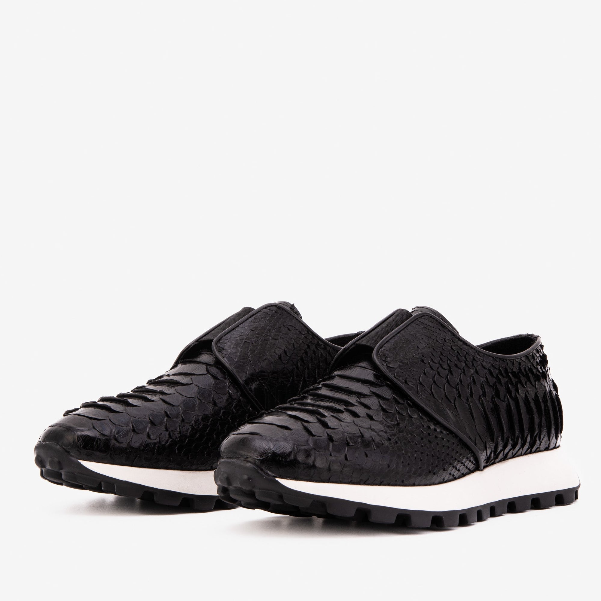 The Obsidian Black Snake Leather Men Sneaker