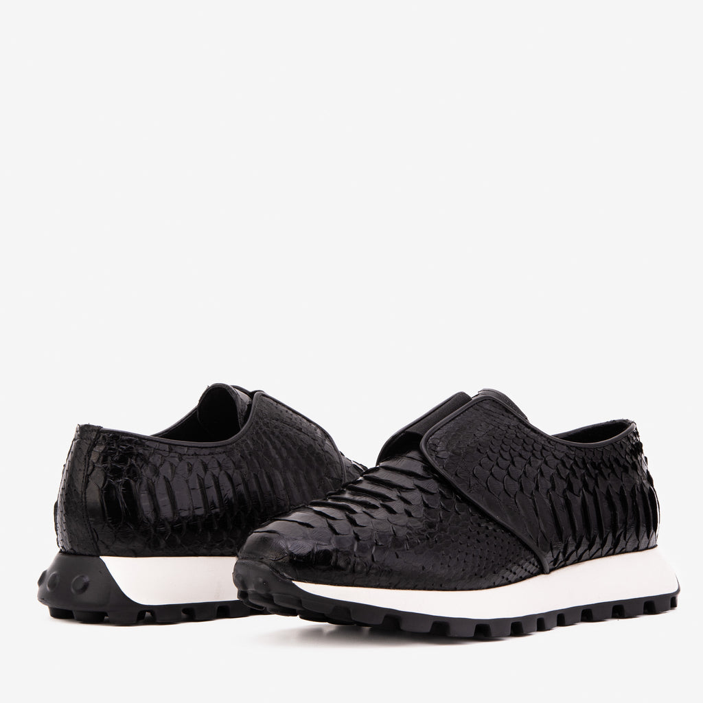 The Obsidian Black Snake Leather Men Sneaker